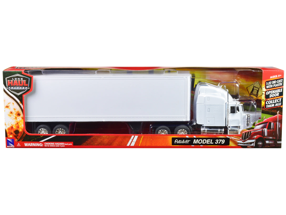 Peterbilt 379 Truck Dry Goods Trailer White 1/32 Diecast Model - New Ray