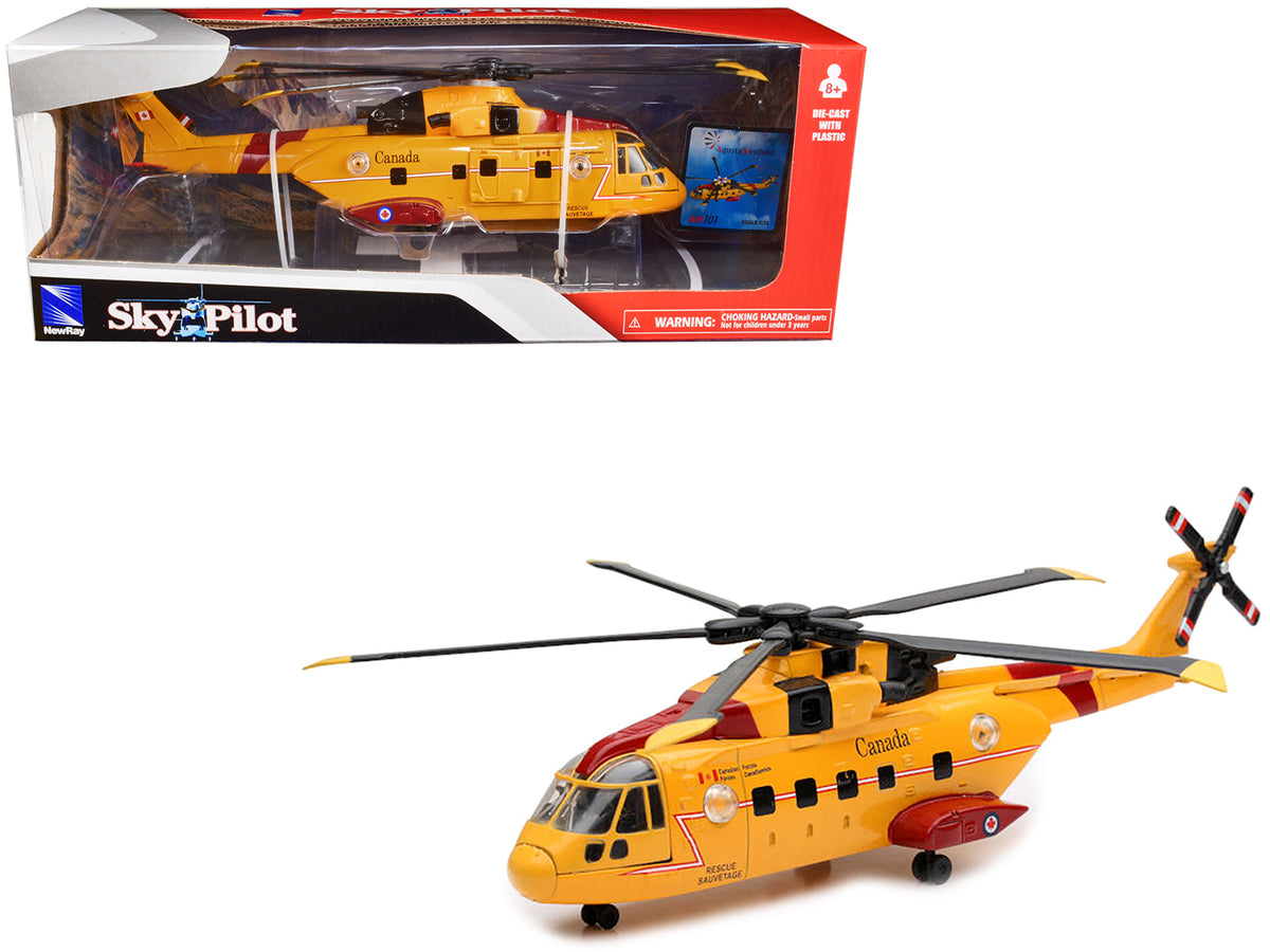 AgustaWestland AW101 (EH101) Helicopter Yellow 1/72 Diecast Model Car - New Ray