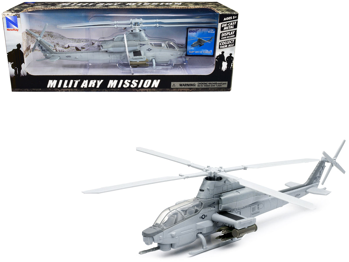 Bell AH-1Z Cobra Helicopter Gray 1/55 Diecast Model Car - New Ray