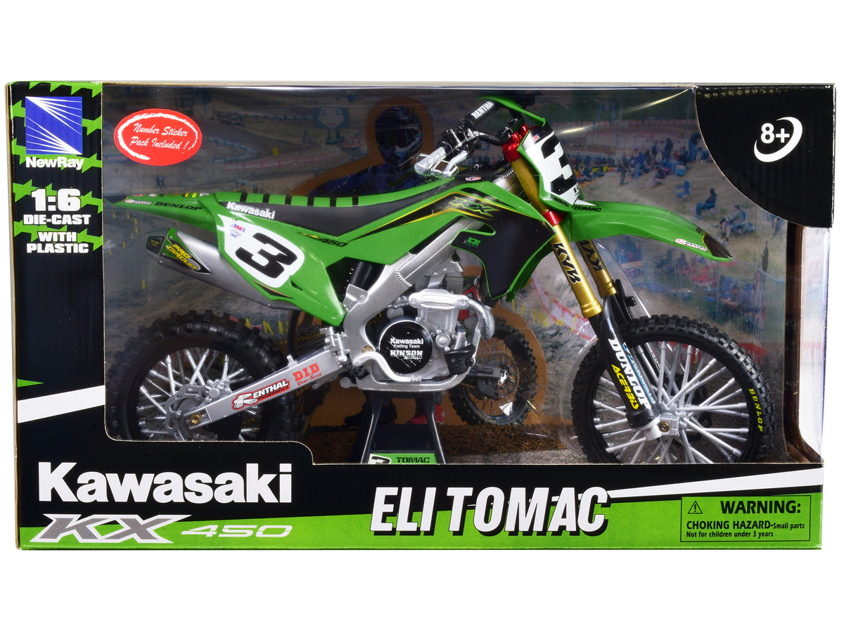 Kawasaki KX 450F Dirt Bike Motorcycle #3 Eli 1/6 Diecast Model Car - New Ray