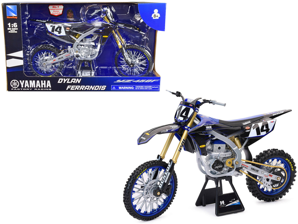 Yamaha YZ450F Motorcycle #14 Dylan Ferrandis 1/6 Diecast Model Car - New Ray