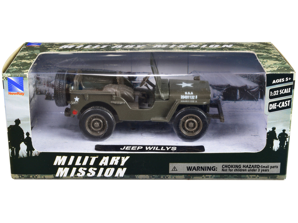 Jeep Willys U.S.A. Army Green 1/32 Diecast Model Car - New Ray