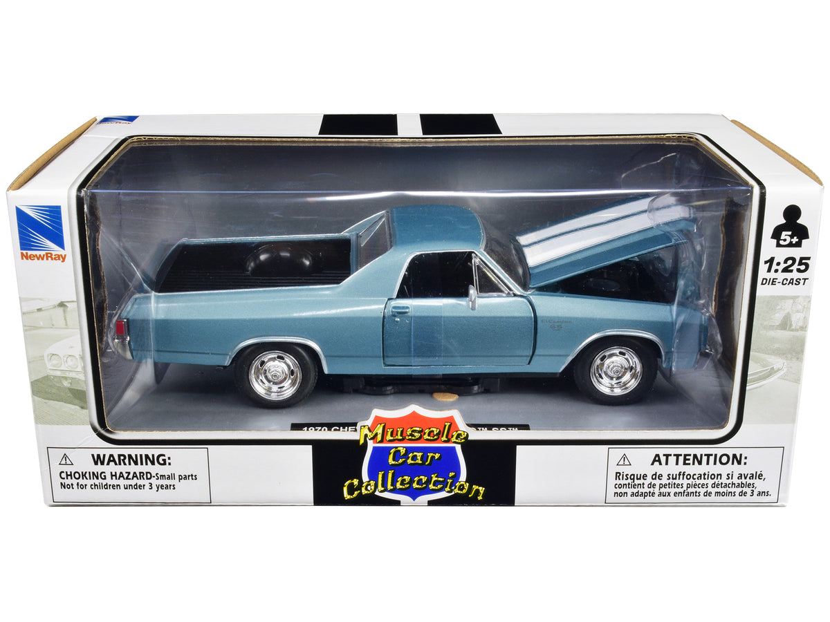 1970 Chevrolet El Camino SS Blue 1/25 Diecast Model Car - New Ray