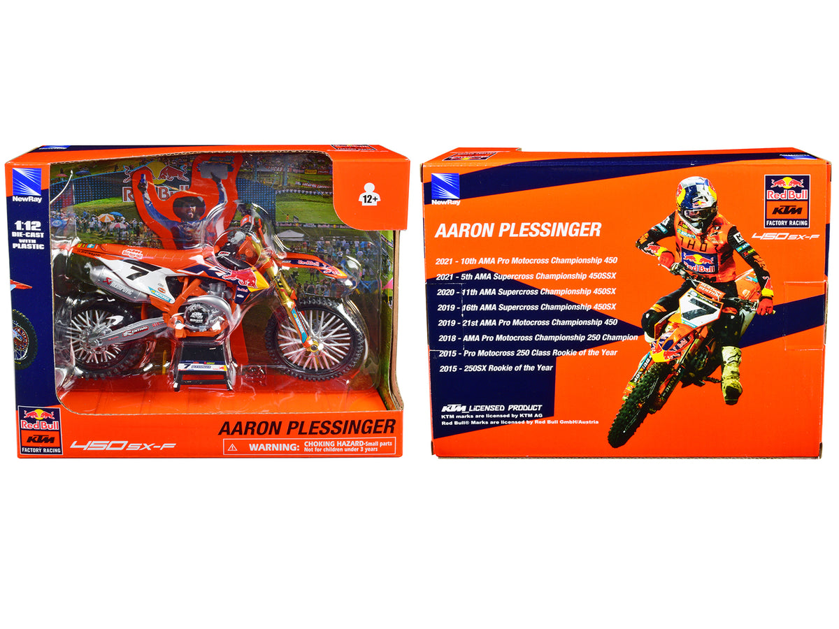 KTM 450 SX-F Motorcycle #7 Aaron Plessinger 1/12 Diecast Model Car - New Ray