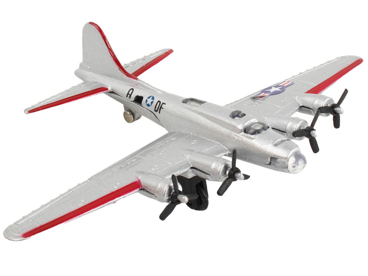 Boeing B-17 Flying Fortress Bomber Aircraft Silver Metallic Diecast Airplane