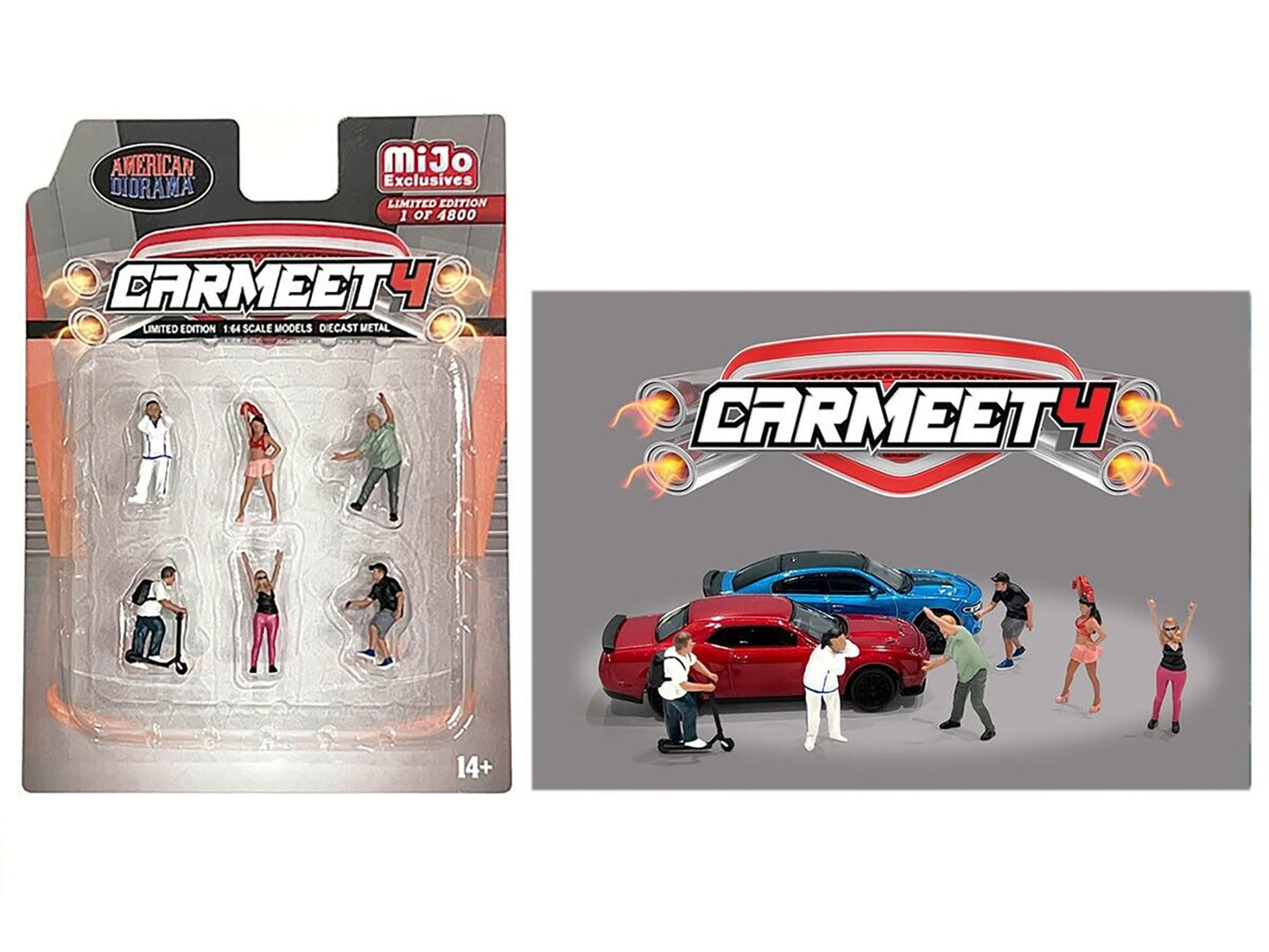 "Car Meet 4" 6 piece Diecast Figure Set for 1/64 Scale Models by American Diorama <h2>"Car Diorama</h2> <p>High-quality model car perfect collectors and enthusiasts. Features detailed interior exterio