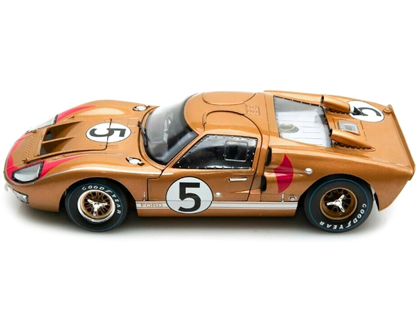 1966 Ford GT-40 MK II RHD (Right hand Drive) #5 Gold 24H of Le Mans 1/18 Diecast Model Car by Shelby Collectibles