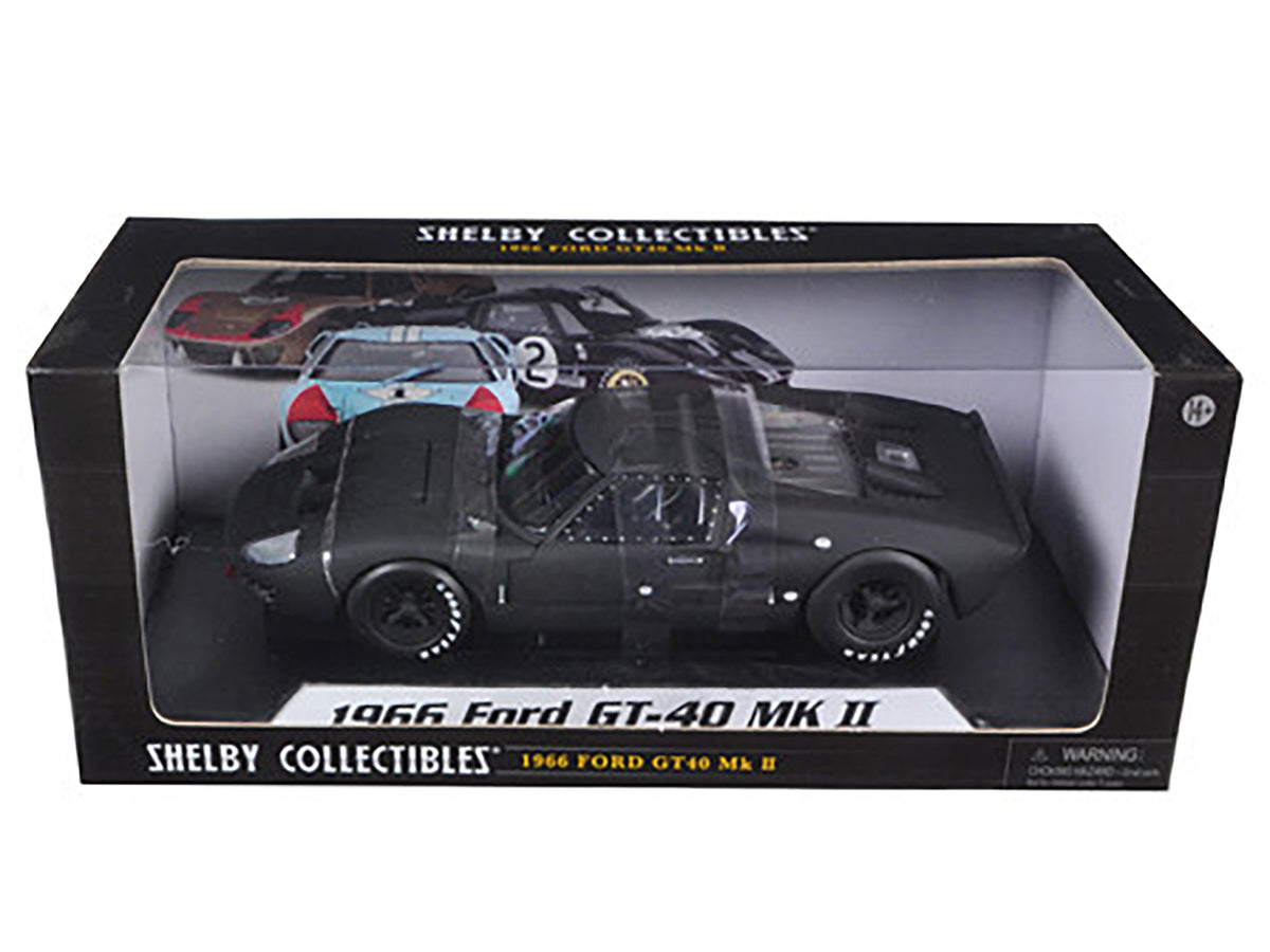 1966 Ford GT-40 GT40 MK 2 Matt Black 1/18 Diecast by Shelby Collectibles
