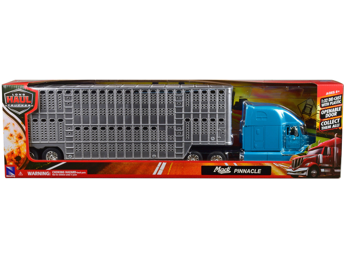 Mack Pinnacle Truck Pot Belly Livestock Trailer 1/32 Diecast Model - New Ray