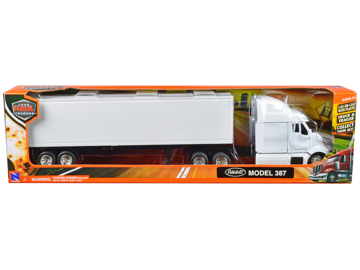 Peterbilt 387 Truck Dry Goods Trailer White 1/43 Diecast Model - New Ray