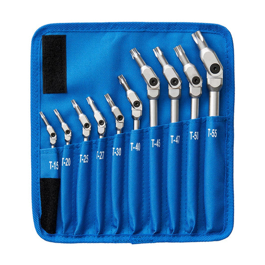 Bondhus Chrome Pivot Head Torx Tipped Wrenches with Storage Pouch (10 Piece)