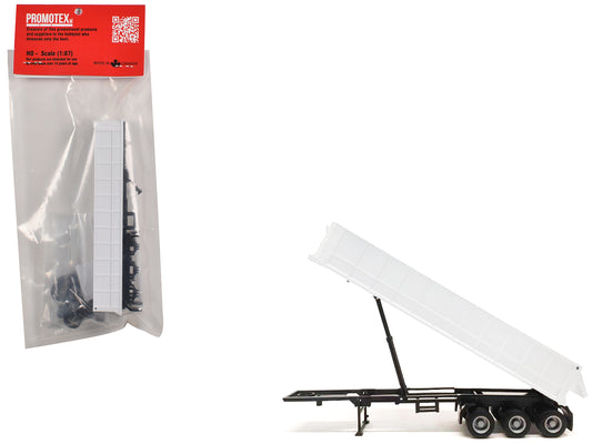 3-Axle Dump Trailer White 1/87 (HO) Plastic Model by Promotex T&y