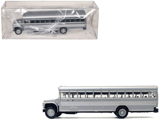 School Bus Silver Metallic 1/87 (HO) Plastic Model by Promotex T&y