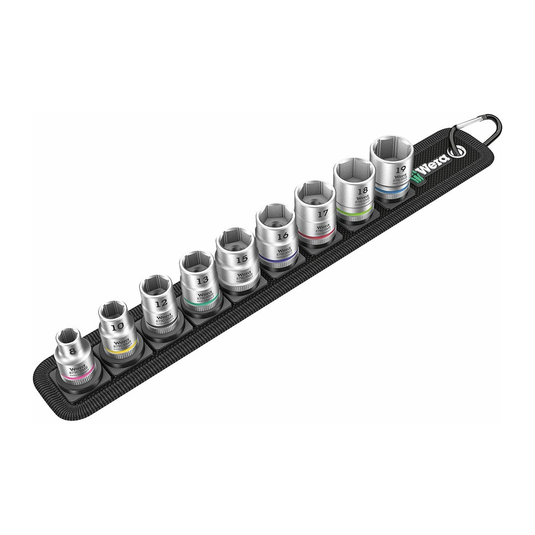 Wera 3/8" Drive Metric Socket Set on Storage Belt (9 Piece Set)