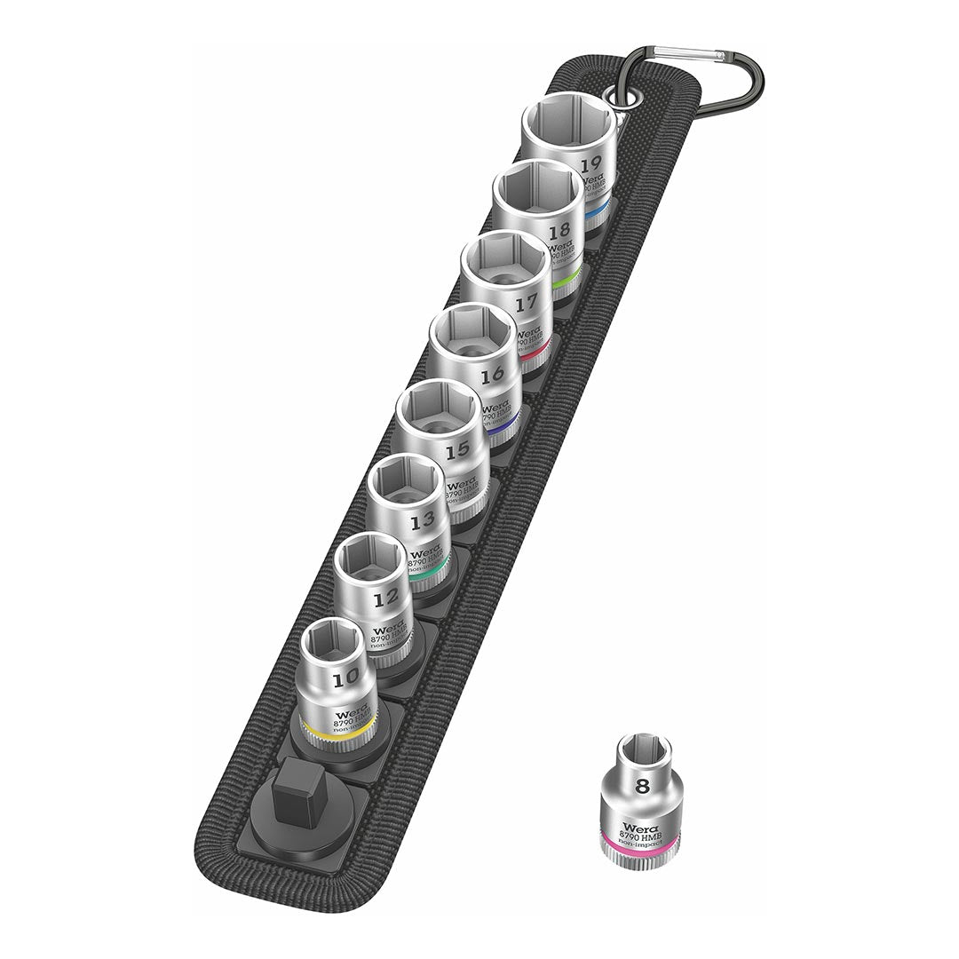 Wera 3/8" Drive Metric Socket Set on Storage Belt (9 Piece Set)