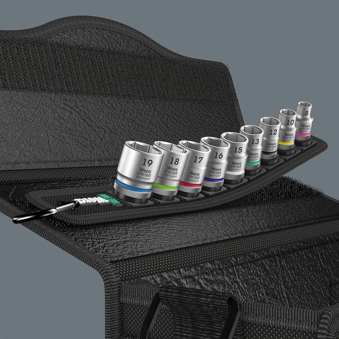 Wera 3/8" Drive Metric Socket Set on Storage Belt (9 Piece Set)
