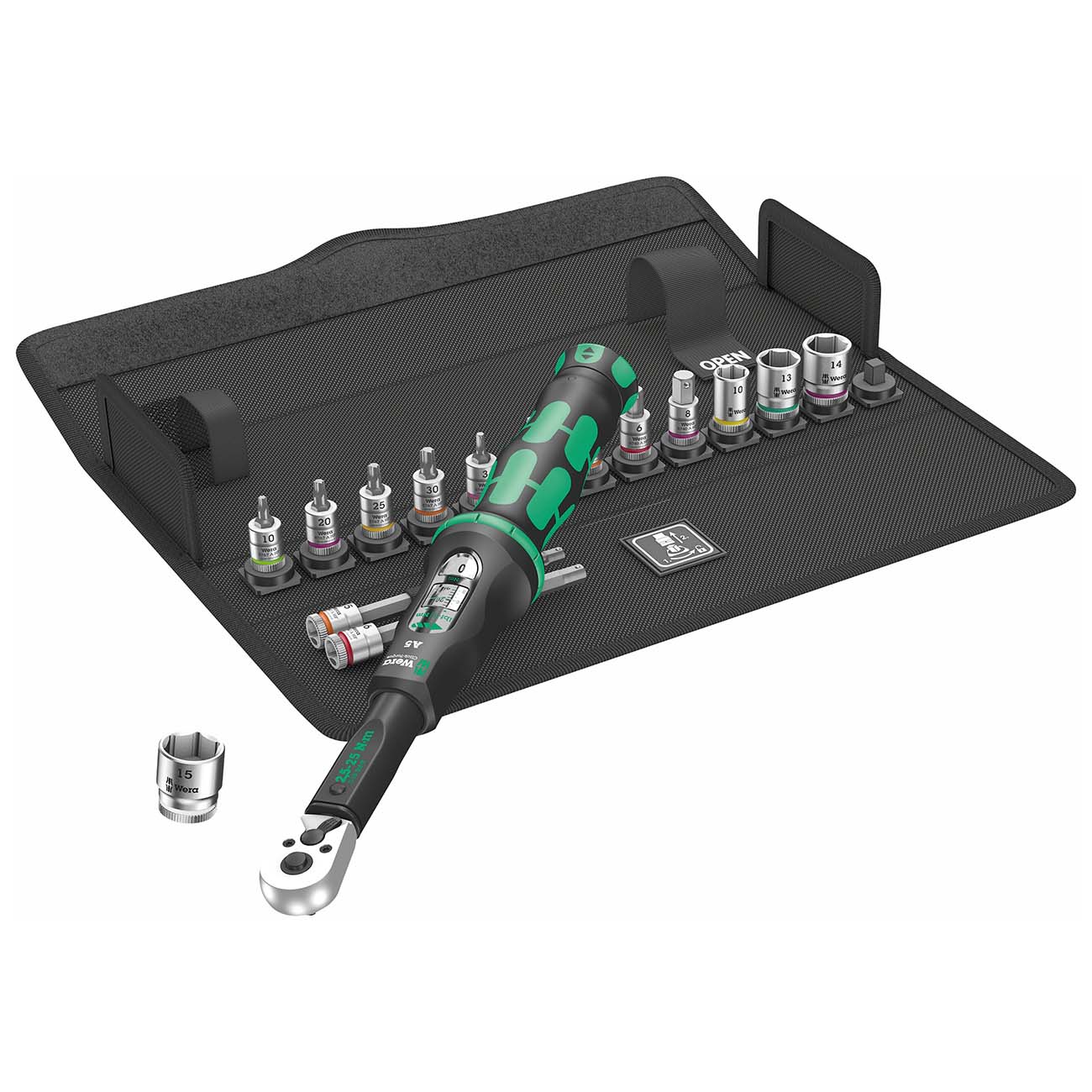 Wera 1/4" Drive Metric Torque Wrench/Bit Set for Bicycles/E-bikes - 2.5-25 Nm (16 Piece)