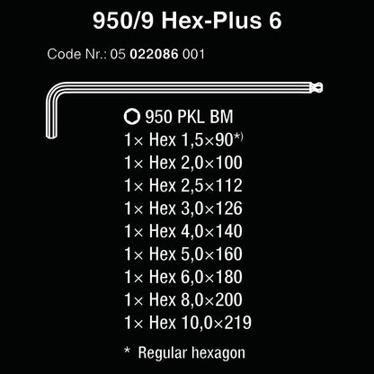 Wera Metric L-Key Hex-Plus Set (9 Piece Set)