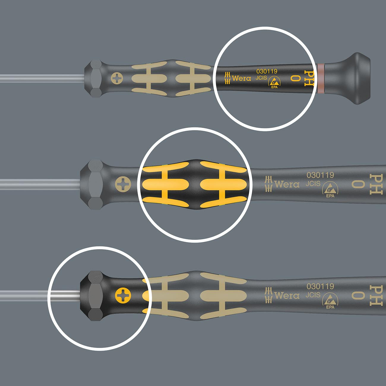 Wera ESD-Safe Micro Screwdriver: Phillips PH #000 x 40mm (Optimized for Asian PH Screws)