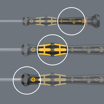 Wera ESD-Safe Micro Screwdriver: Phillips PH #000 x 40mm (Optimized for Asian PH Screws)