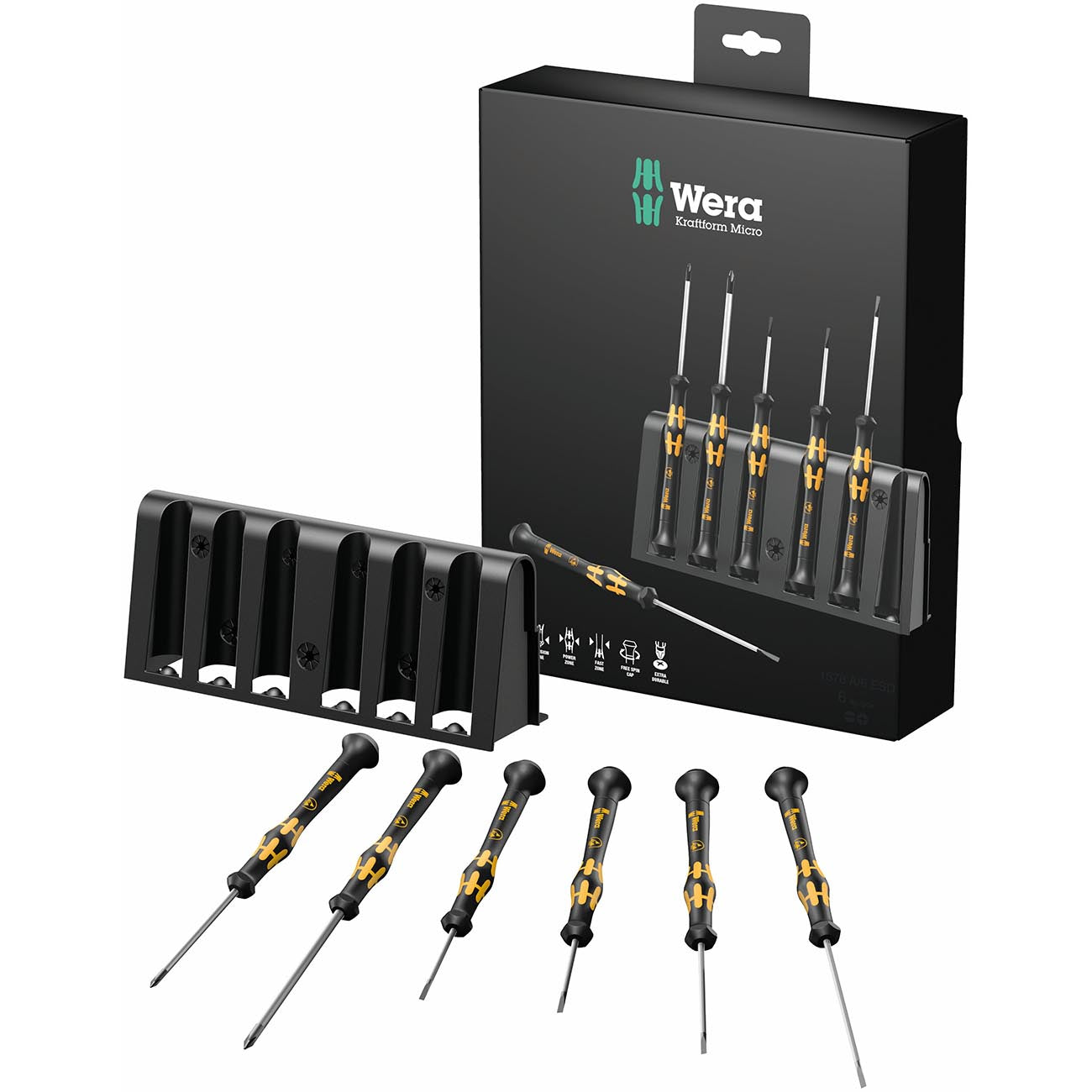 Wera ESD-Safe Micro Precision Screwdriver Set and Rack (6 Piece)