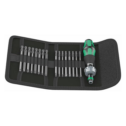 Wera Ratcheting Screwdriver Handle with Assorted Long Bits (17-Piece)
