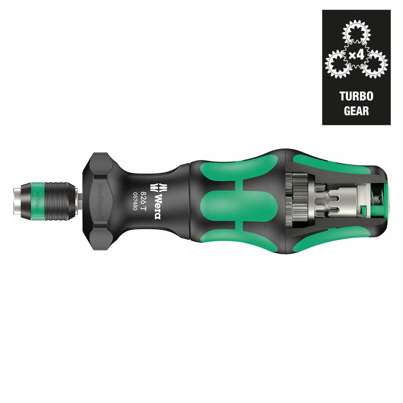 Wera Ratcheting TURBO Screwdriver Handle with Rapidaptor Quick-Release (for 1/4" Bits)