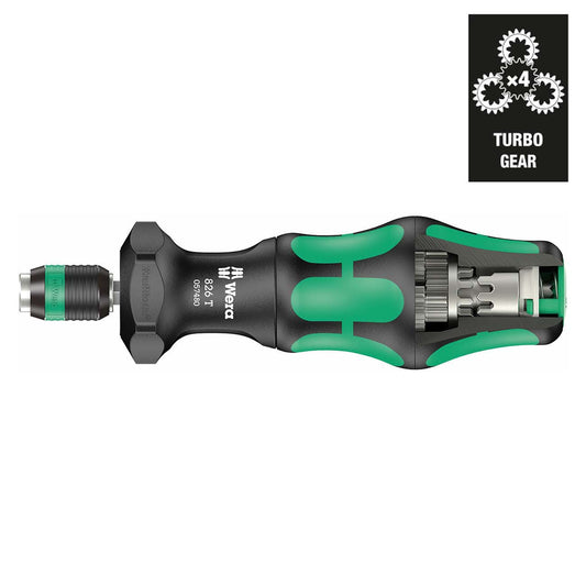 Wera Ratcheting TURBO Screwdriver Handle with Rapidaptor Quick-Release (for 1/4" Bits)