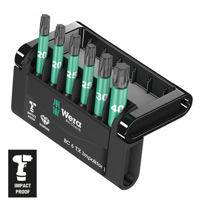 Wera 1/4â€³ Drive TORX 'Impact Ready' Bit Set and Carrying Case (6 Piece)