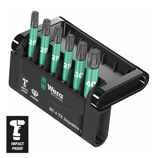 Wera 1/4â€³ Drive TORX 'Impact Ready' Bit Set and Carrying Case (6 Piece)