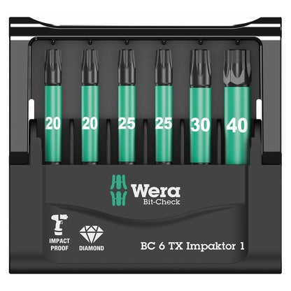 Wera 1/4â€³ Drive TORX 'Impact Ready' Bit Set and Carrying Case (6 Piece)