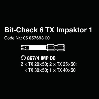 Wera 1/4â€³ Drive TORX 'Impact Ready' Bit Set and Carrying Case (6 Piece)