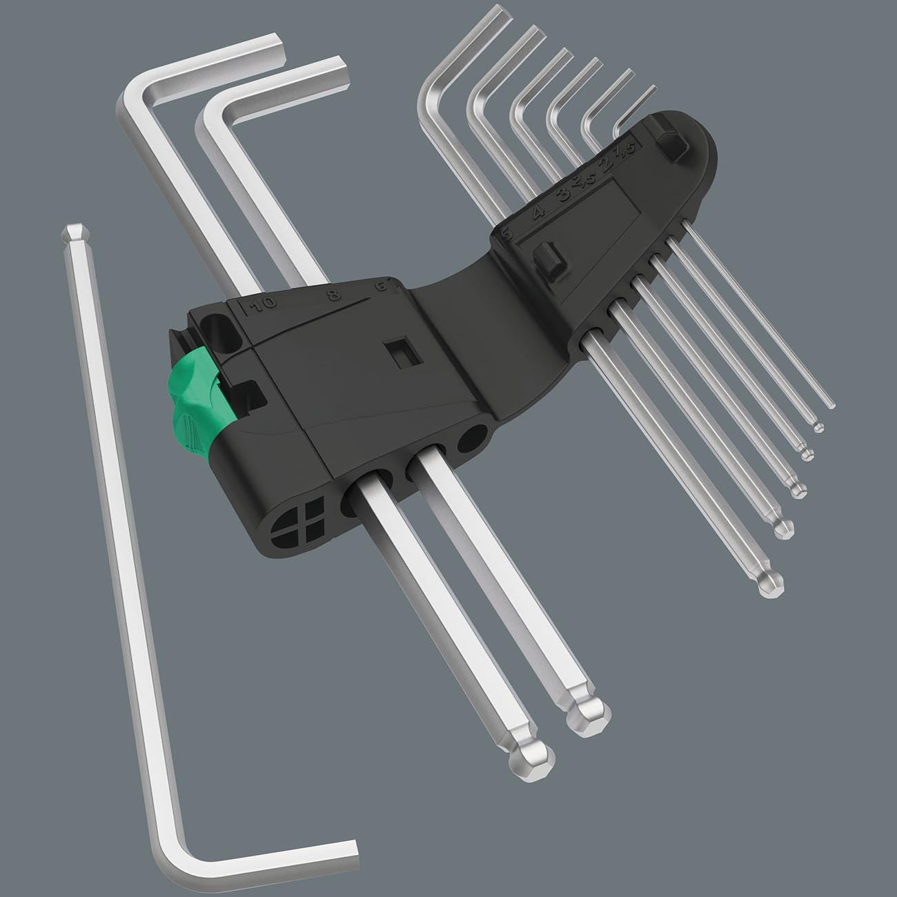 Wera Metric Hex-Plus Chrome Plated Long Arm L-Key Set (9-Piece)