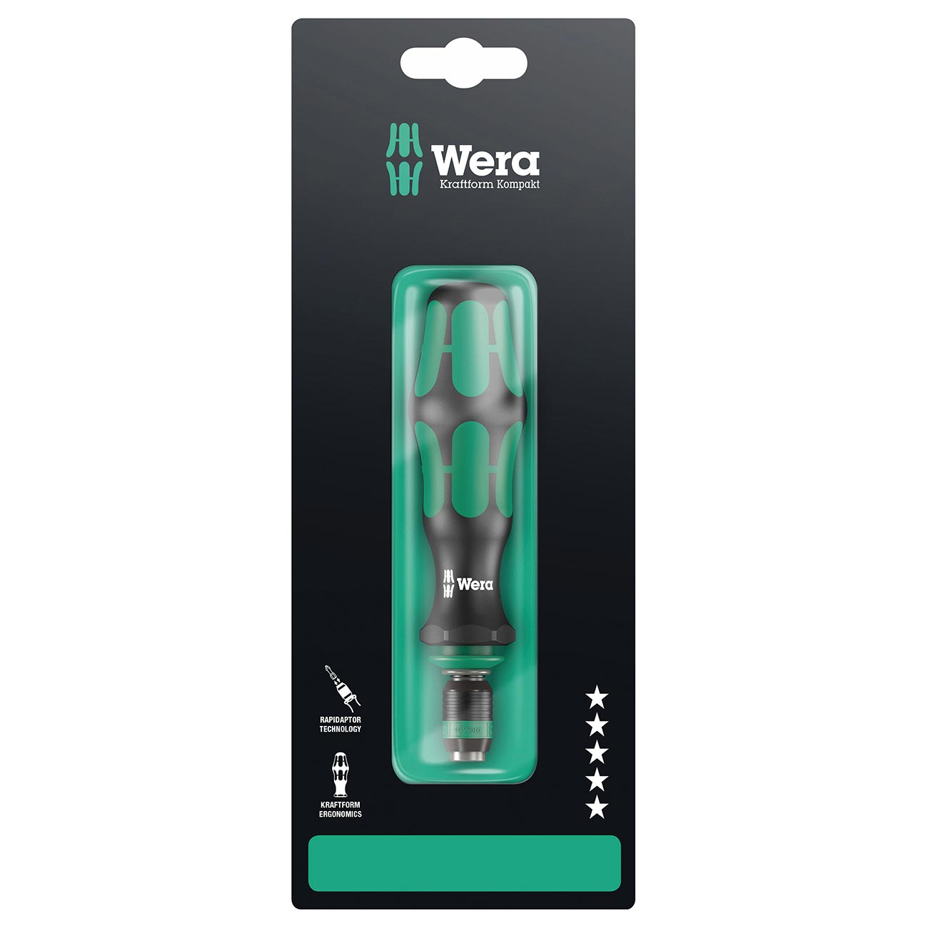 Wera 1/4" Bit-holding Screwdriver Handle with Rapidaptor quick-release chuck (1/4" x 133 mm)