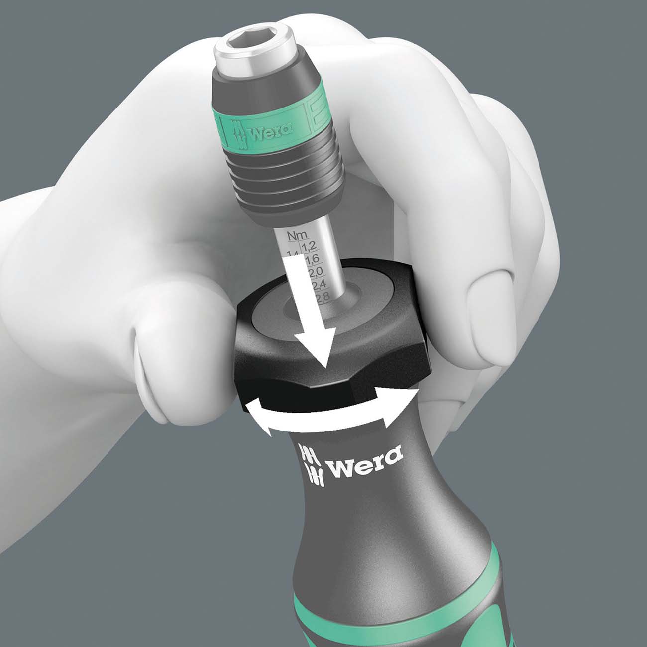 Wera Adjustable Torque Screwdriver (1.2 - 3.0 NM) with Quick Release Chuck (NM Scale)