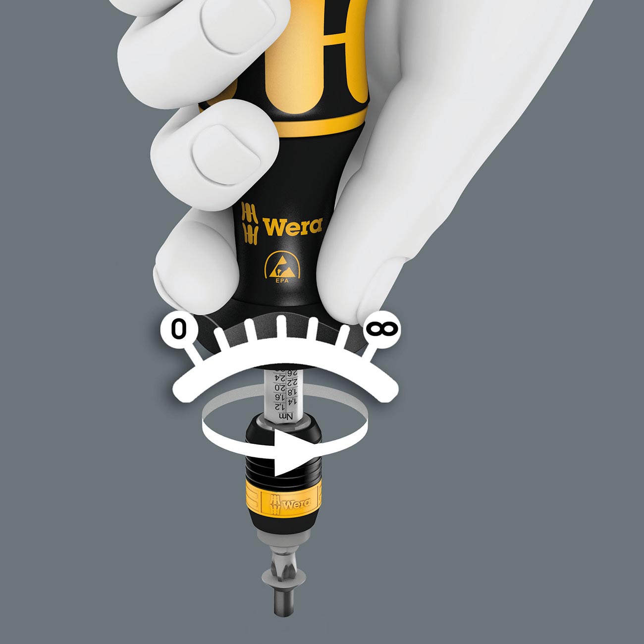 Wera ESD Safe Adjustable Torque Screwdriver (0.3 - 1.2 NM) with Quick Release Chuck (NM Scale)
