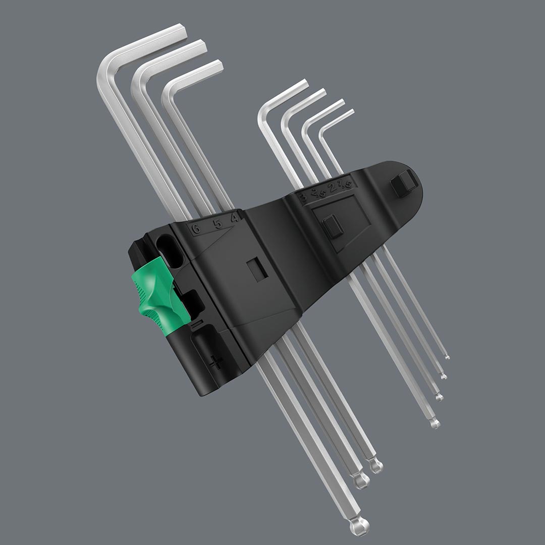 Wera Hex-Plus Chrome-Plated Stainless Steel Metric L-Key Allen Wrench (9-Piece Set)