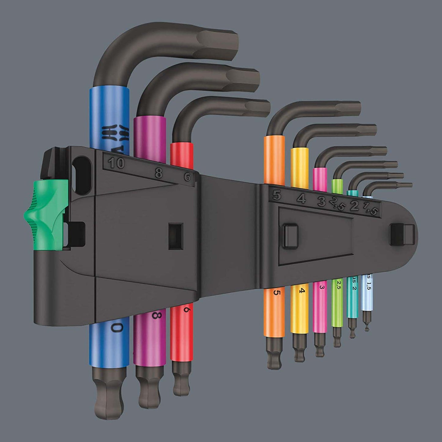 Wera Metric Hex-Plus Short Shaft Allen Wrench Set (9-Piece Set) - Color Coded