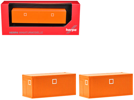Mobile Offices Orange Set of 2 pieces 1/87 (HO) Plastic Model by Herpa T&y