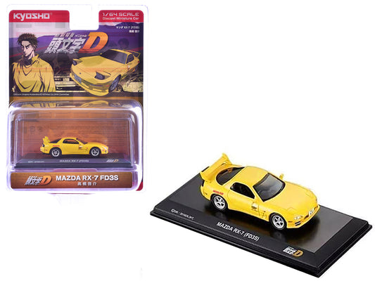 Mazda RX-7 (FD3S) RHD (Right Hand Drive) Yellow "Initial D" Manga 1/64 T&y Diecast Model Car by Kyosho