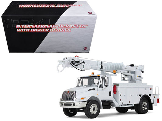 International DuraStar Truck with Digger Derrick Body "Altec" White 1/34 T&y Diecast Model by First Gear