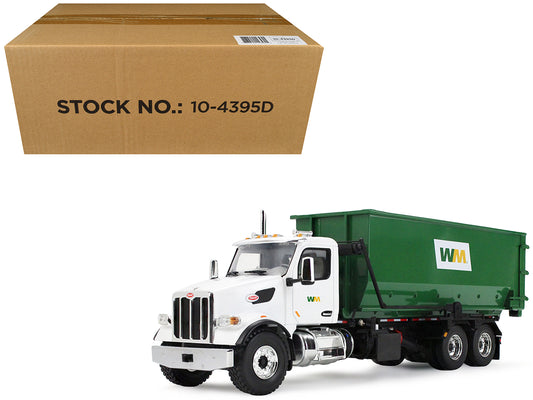Peterbilt 567 Refuse Garbage Truck with 40 Yard Roll-Off Container "Waste Management" White and Green 1/34 T&y Diecast Model by First Gear