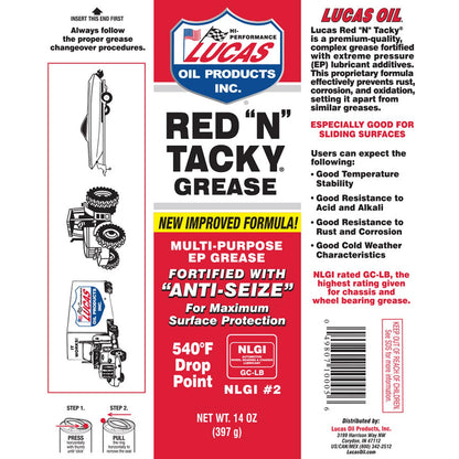 Lucas Oil Red N Tacky Grease - 14 Ounce Tube