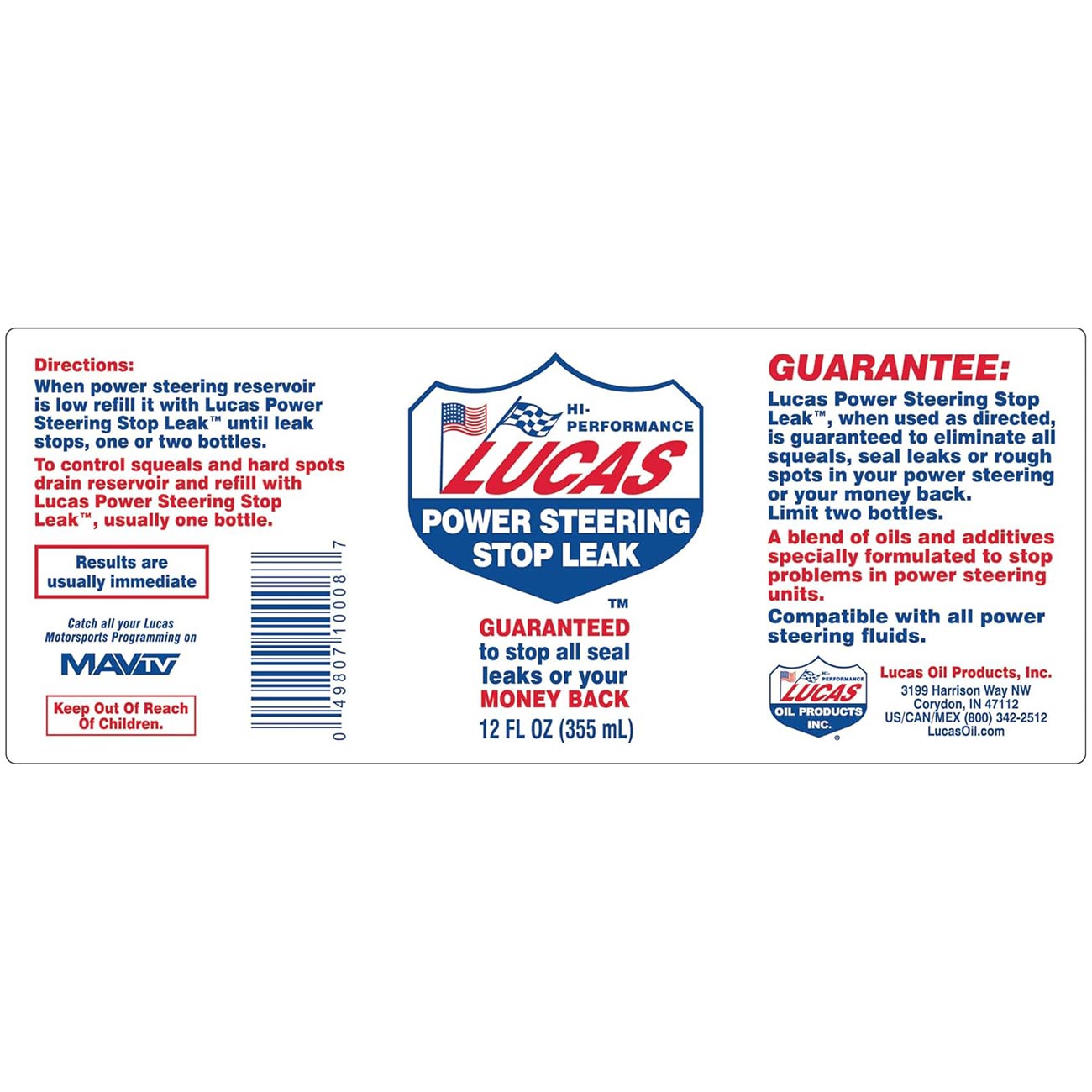 Lucas Oil Power Steering Stop Leak - 12 Ounce