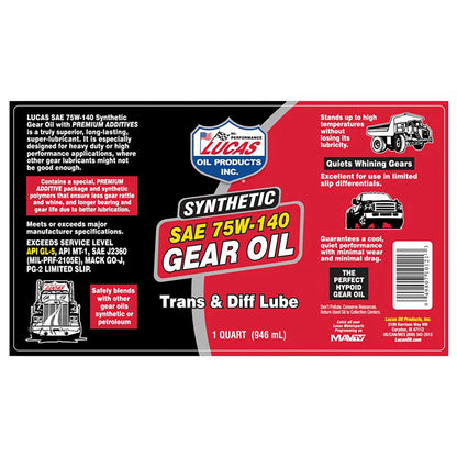 Lucas Oil Synthetic SAE 75W-140 Transmission/Differential