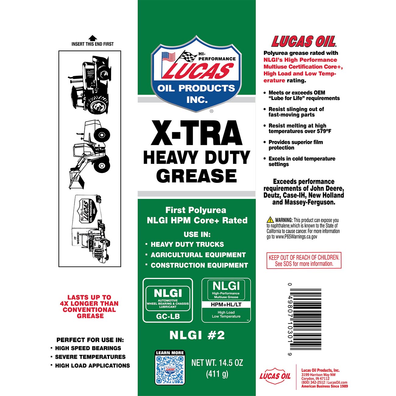 Lucas Oil X-Tra Heavy Duty Grease - 14.5 Ounce Tube
