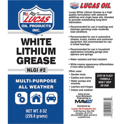 Lucas Oil White Lithium Grease - 8 oz Tube