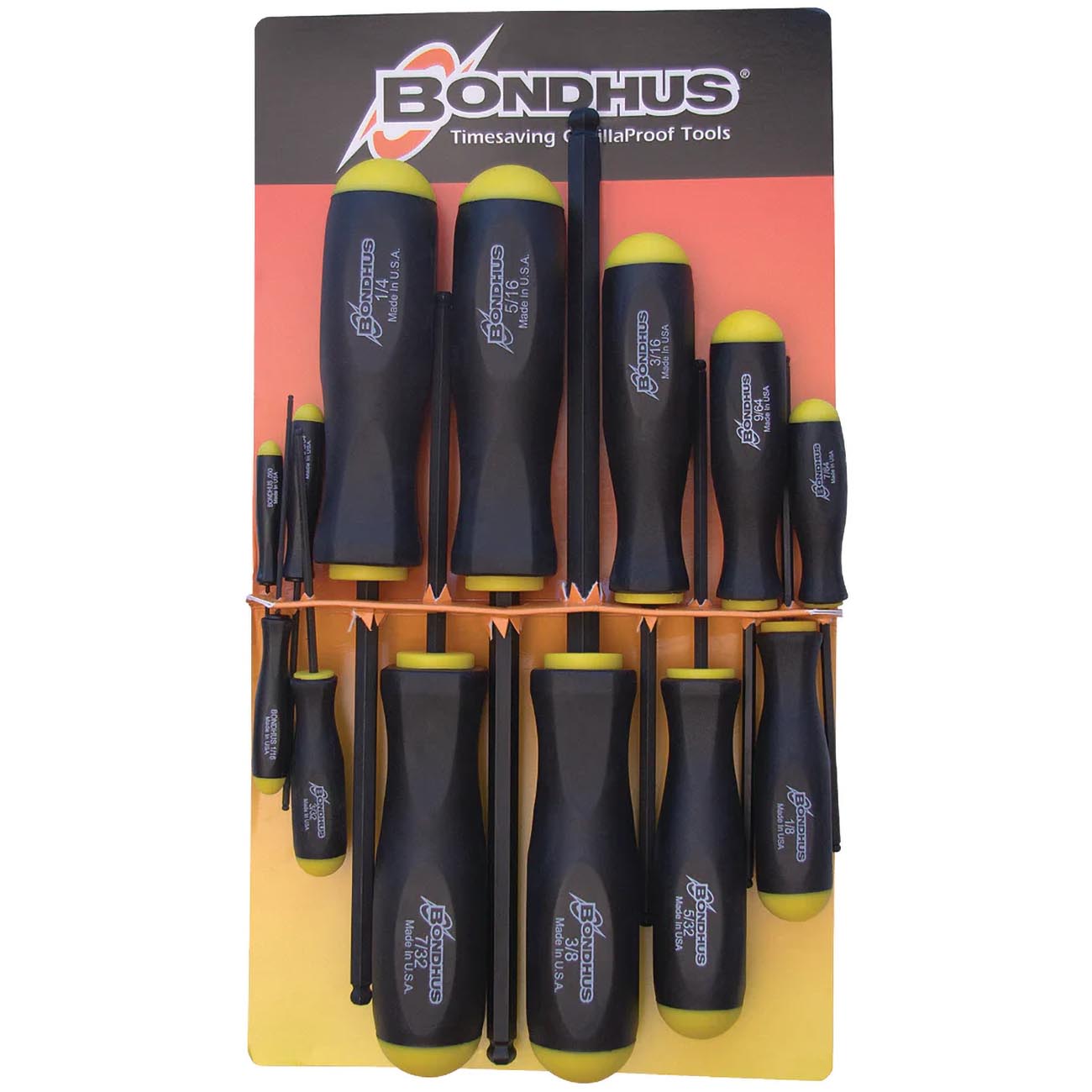 Bondhus Balldriver SAE HEX Ball End Screwdrivers .050" to 3/8" (13 Piece)