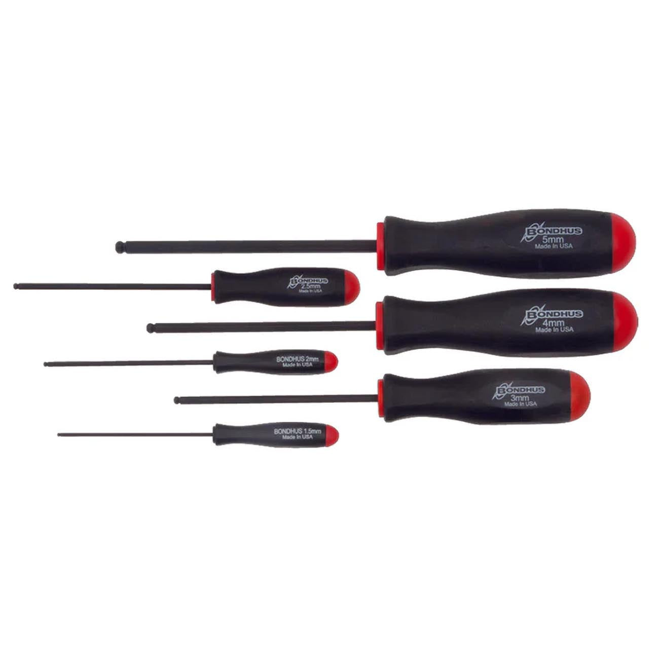 Bondhus Balldriver Metric HEX Ball End Screwdrivers 1.5mm to 5MM (6 Piece)