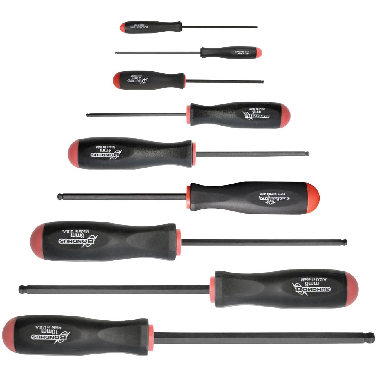 Bondhus Balldriver Metric HEX Ball End Screwdrivers 1.5mm to 10MM (9 Piece)